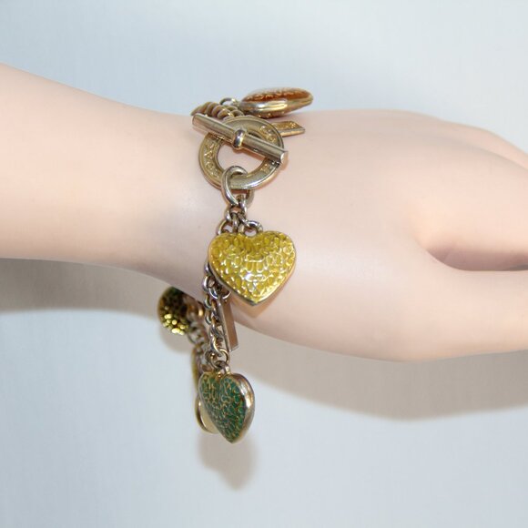 RARE Coach Puffed Heart & Disc Charm Bracelet. Limited Edition - Picture 3 of 15